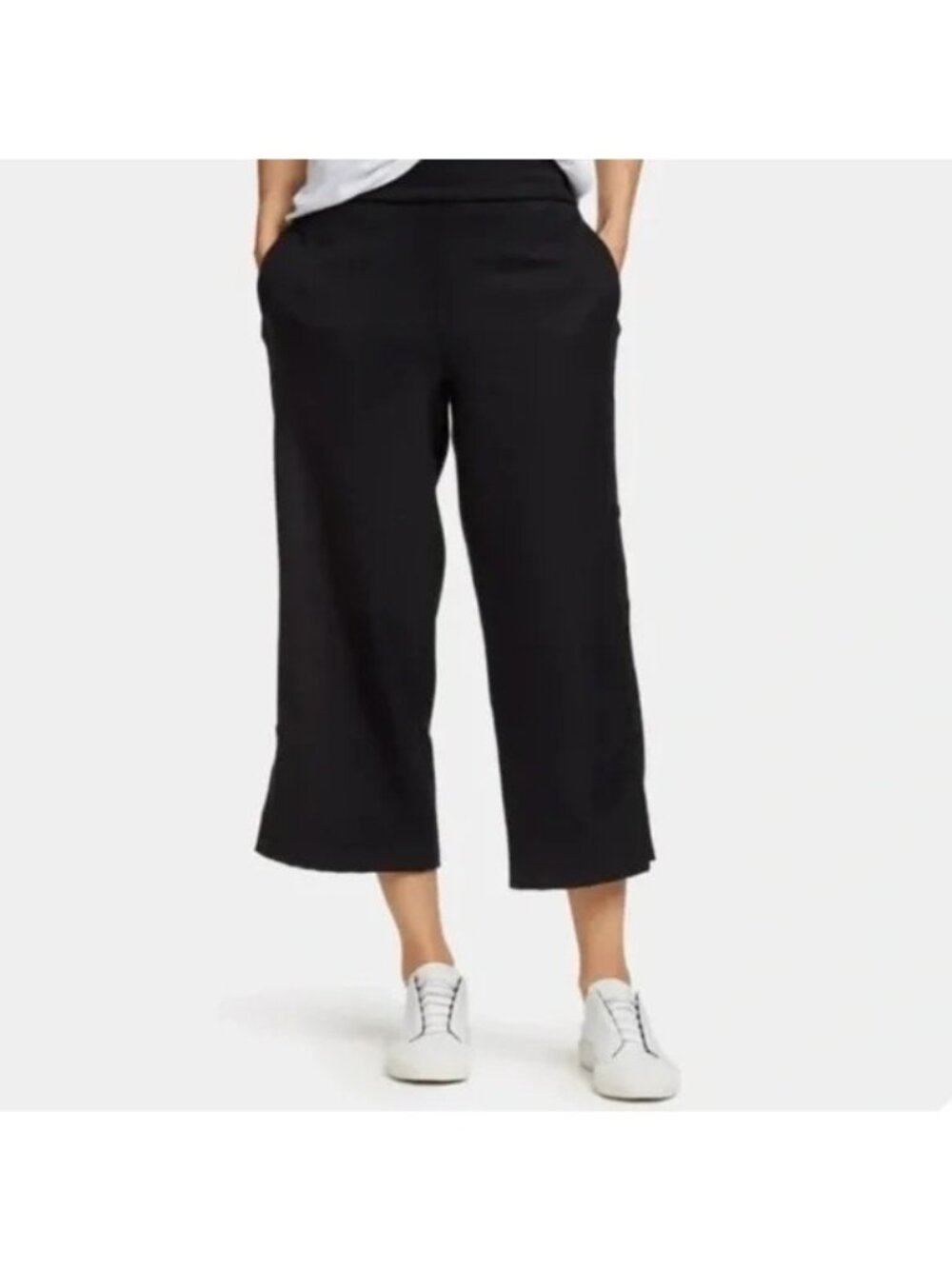 James Perse Pants Size Small 1 Matte Crepe Snap Cropped Pull On Elastic Trousers